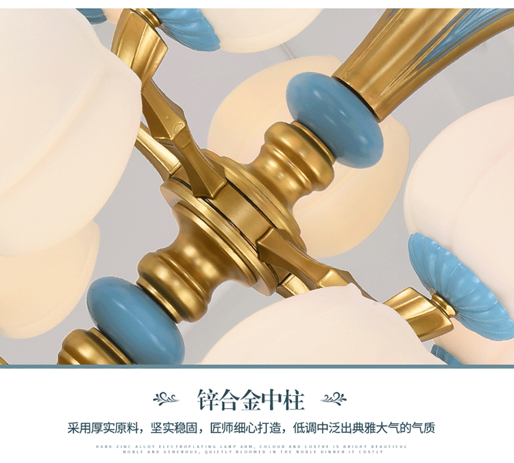 厂家直销新款创意客厅灯简约现代大气卧室灯饰铜本色玻璃欧式吊灯示例图20