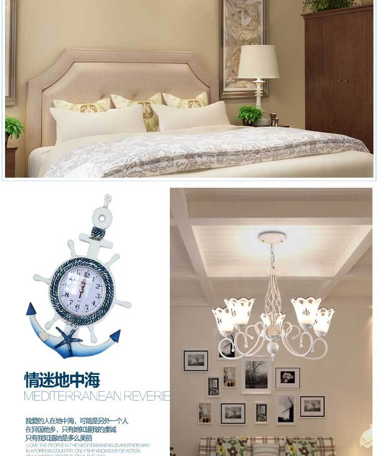 欧式现代铁艺卧室客厅吸顶灯具帝凡尼蓝色地中海简约餐厅吊灯示例图6