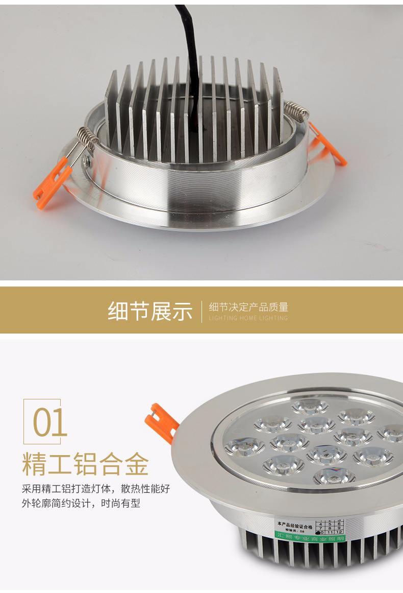 嵌入式led天花灯 3W7W12W18W客厅背景墙天花射灯 服装店天花灯示例图12