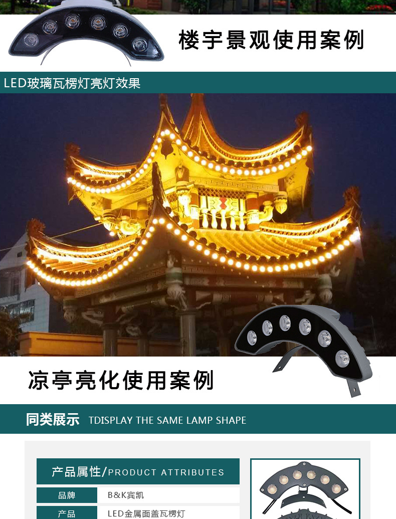 新品直销LED 6W瓦楞灯户外室外防水瓦片灯照树凉亭小射灯厂家定制示例图7