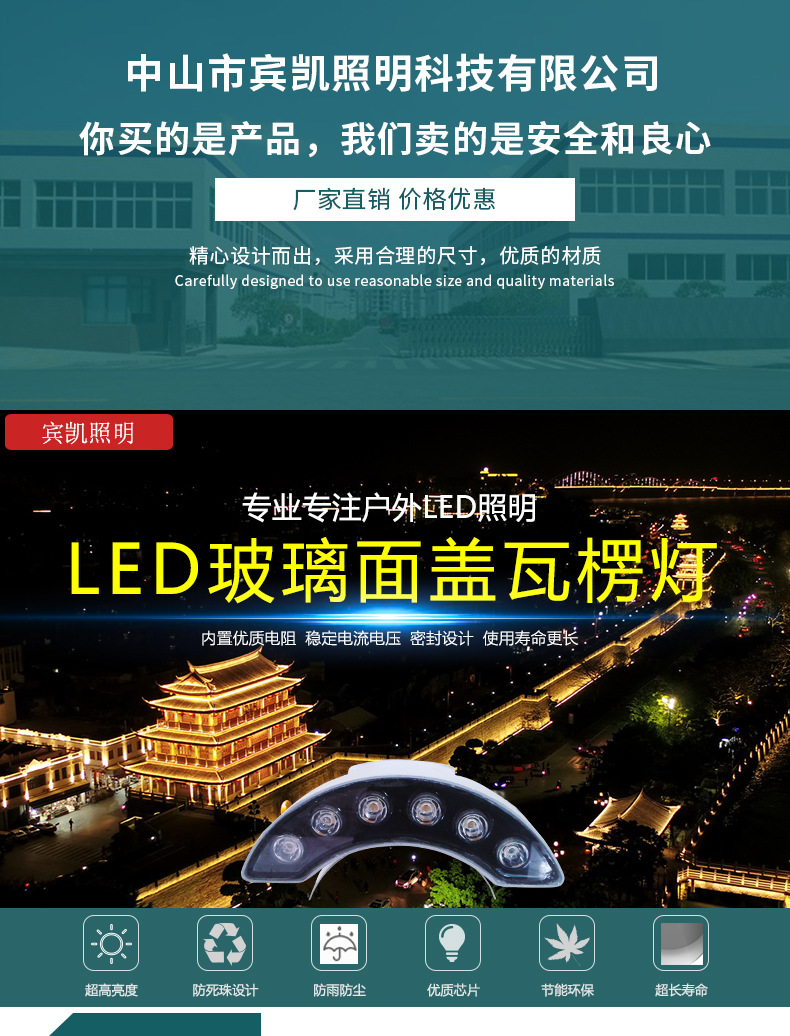 新品直销LED 6W瓦楞灯户外室外防水瓦片灯照树凉亭小射灯厂家定制示例图1