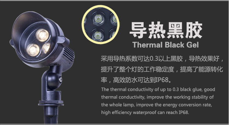 3瓦户外亮化LED插地灯草坪LED插泥灯公园亮化LED插地照树射灯示例图3