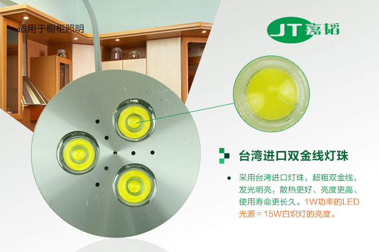 嘉韬LED橱柜灯LED明装筒灯3W圆射灯LED衣柜灯LED酒柜灯220V示例图5