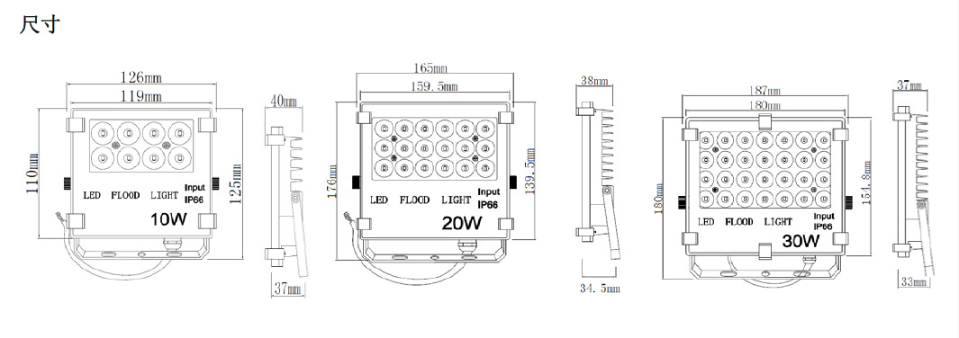 贴片式高光效LED投光灯10W泛光灯体育场灯庭院照明灯隧道投光射灯示例图4