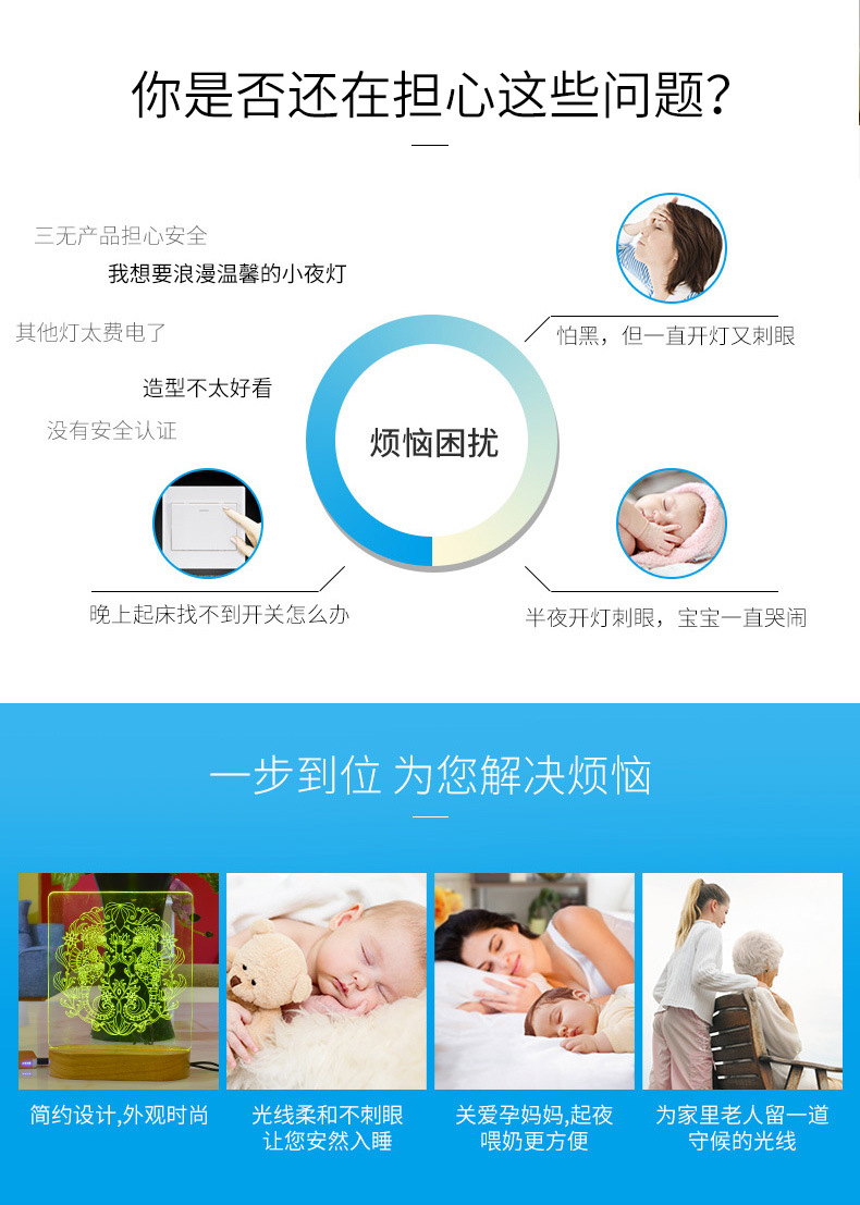 客厅USB护眼小夜灯亚克力海马触摸渐变节能灯办公室七彩led小台灯示例图20