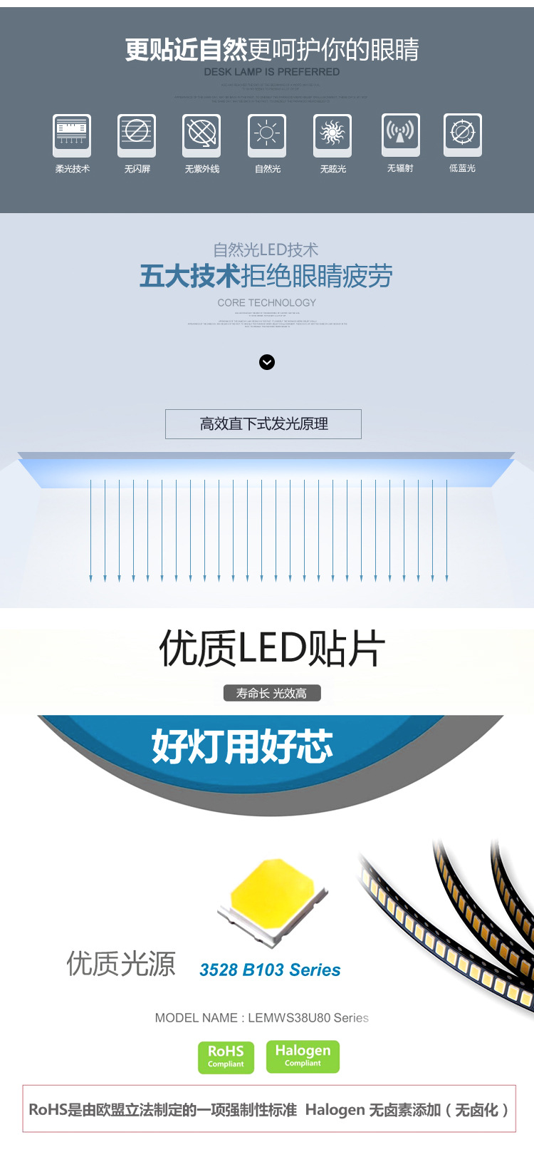 生产调光调色led美容美甲化妆灯usb可充电护眼金属夹子台灯908S示例图4