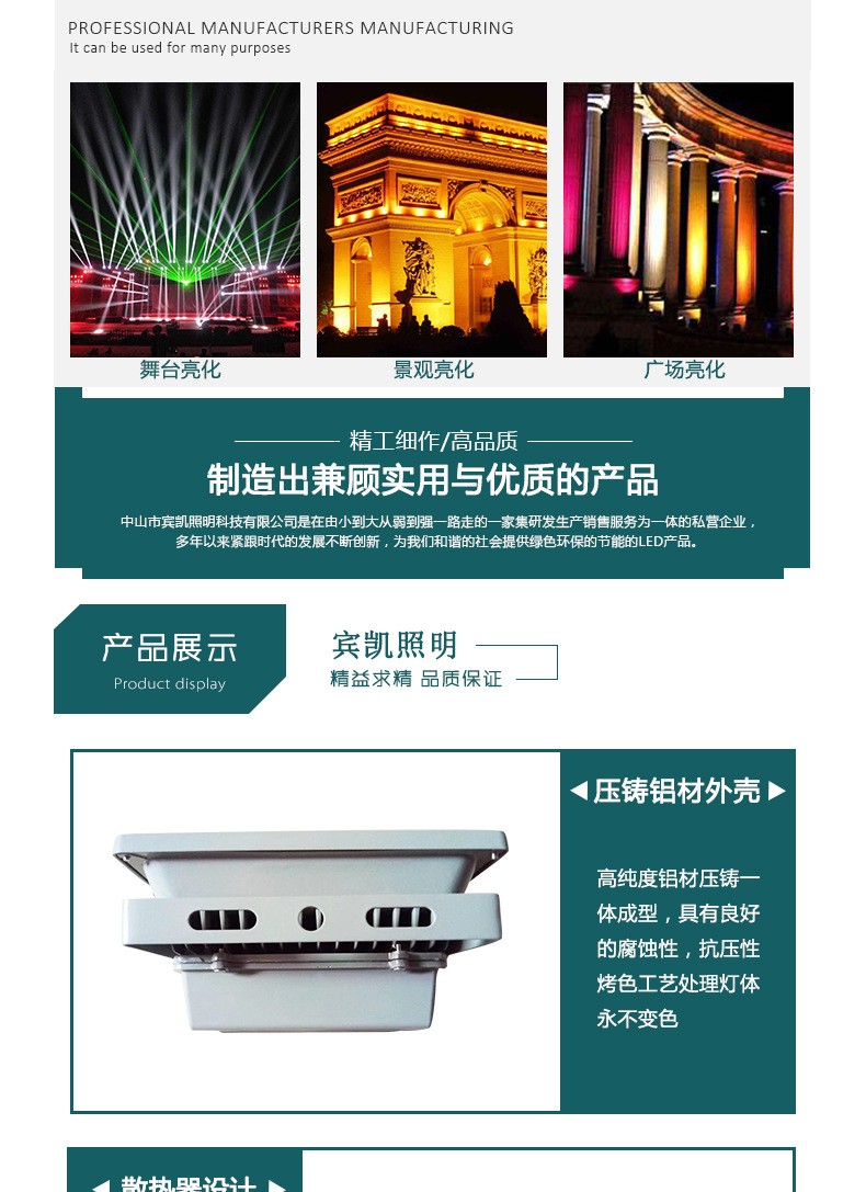 厂家批发户外照明防水 LED 50W大功率集成投光灯 LED集成投射灯示例图3