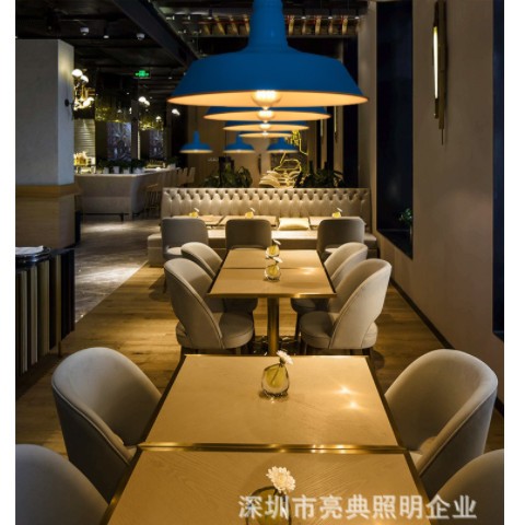 跨境亚马逊锅盖吊灯美式复古loft创意工业风咖啡厅吧台彩色吊灯图3