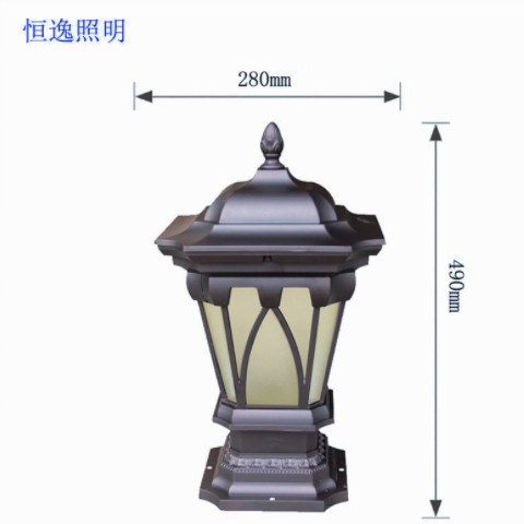 太阳能户外柱头灯小区照明压铸铝围墙灯门柱灯庭院灯玻璃led灯饰图3