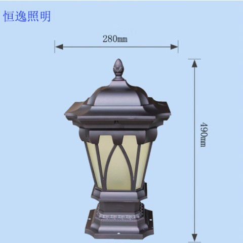 太阳能户外柱头灯小区照明压铸铝围墙灯门柱灯庭院灯玻璃led灯饰图2
