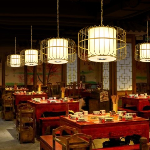 新中式火锅店饭店中餐厅灯具包房酒店吊灯创意阳台铁艺灯具带射灯图1