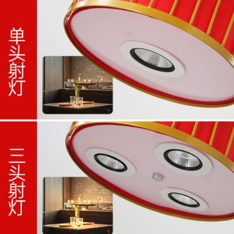 新中式火锅店饭店中餐厅灯具包房酒店吊灯创意阳台铁艺灯具带射灯图3