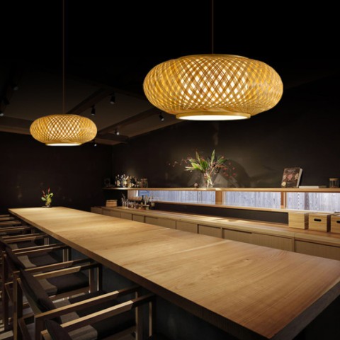 复古民宿茶室吊灯中式餐厅茶楼竹编创意个性禅意包间餐厅专用灯具图2