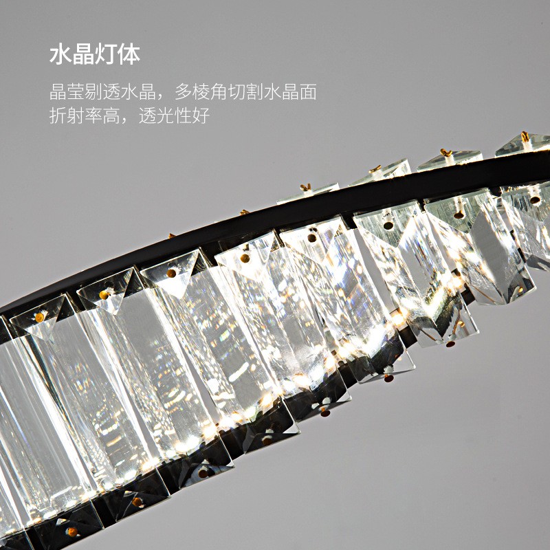 欧式灯具全铜客厅吊灯led创意长条螺旋水晶灯后现代简约餐厅吊灯图3