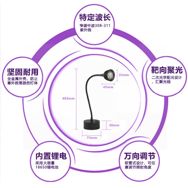 LED红斑灯NB-UVB窄谱中波311nm紫外线灯308 nm准分子激光灯图2