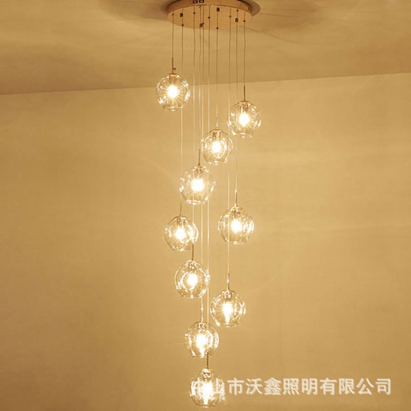 楼梯吊灯复式楼梯间长吊灯别墅酒店旋转现代简约创意loft小公寓灯图3