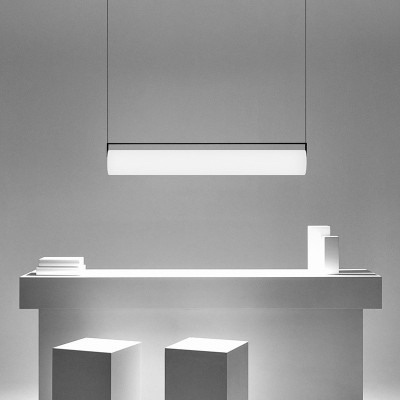 北欧丹麦设计师款轻奢长条餐厅灯工作室吧台一字灯几何圆管吊灯