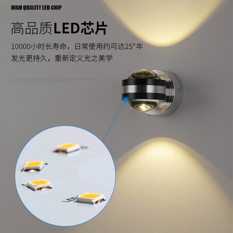 LED创意壁灯双面水晶室内灯上下出光酒店ktv走廊背景墙装饰灯2w6w图3