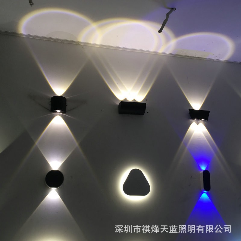 LED椭圆形创意铝材壁灯双头上下发光背景墙装饰灯2w6w走廊过道灯图1
