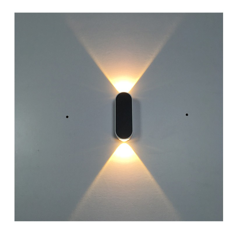 LED椭圆形创意铝材壁灯双头上下发光背景墙装饰灯2w6w走廊过道灯图2
