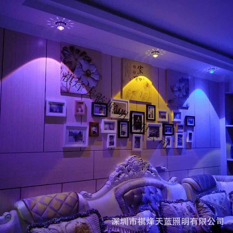 LED水晶天花灯筒灯牛眼射灯酒店客房酒吧KTV电视背景墙装饰灯七彩图2