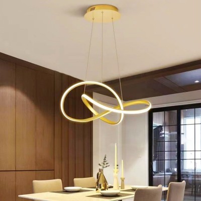 现代轻奢极简大气创意吊灯酒店客厅餐厅卧室铝材吊灯LED圆环吊灯