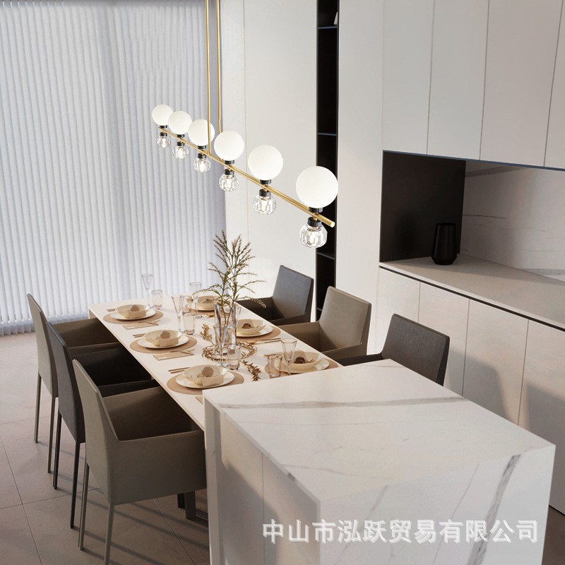 全铜轻奢水晶吊灯北欧风客厅灯创意上下发光卧室吊灯全光谱护眼灯图3