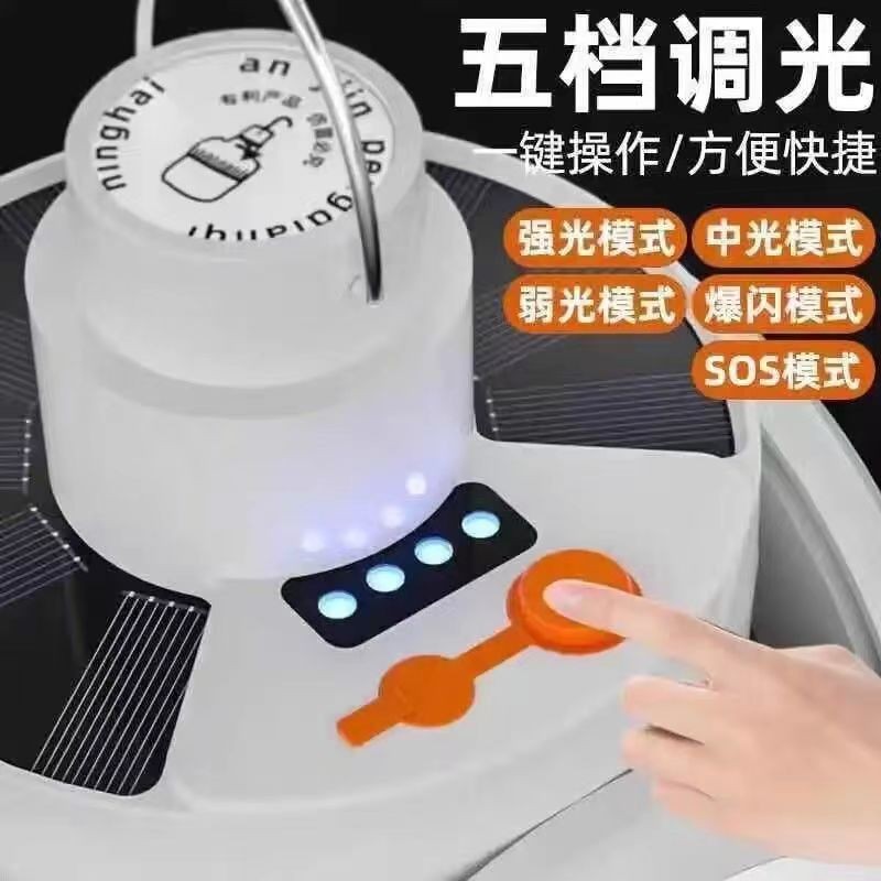 太阳能充电灯泡停电应急夜市摆摊家用LED超亮节能可折叠足球灯图2