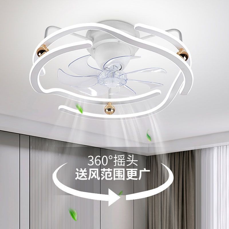 网红2024新款客厅饭厅吊扇灯卧室一体360摇头吸顶吊扇灯现代简约图2